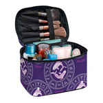 Purple Pisces Zodiac Pattern Print Travel Makeup Bag