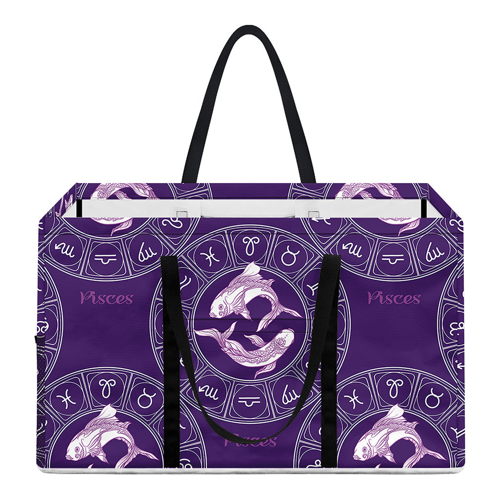 Purple Pisces Zodiac Pattern Print Utility Tote Bag
