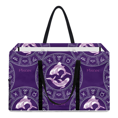 Purple Pisces Zodiac Pattern Print Utility Tote Bag