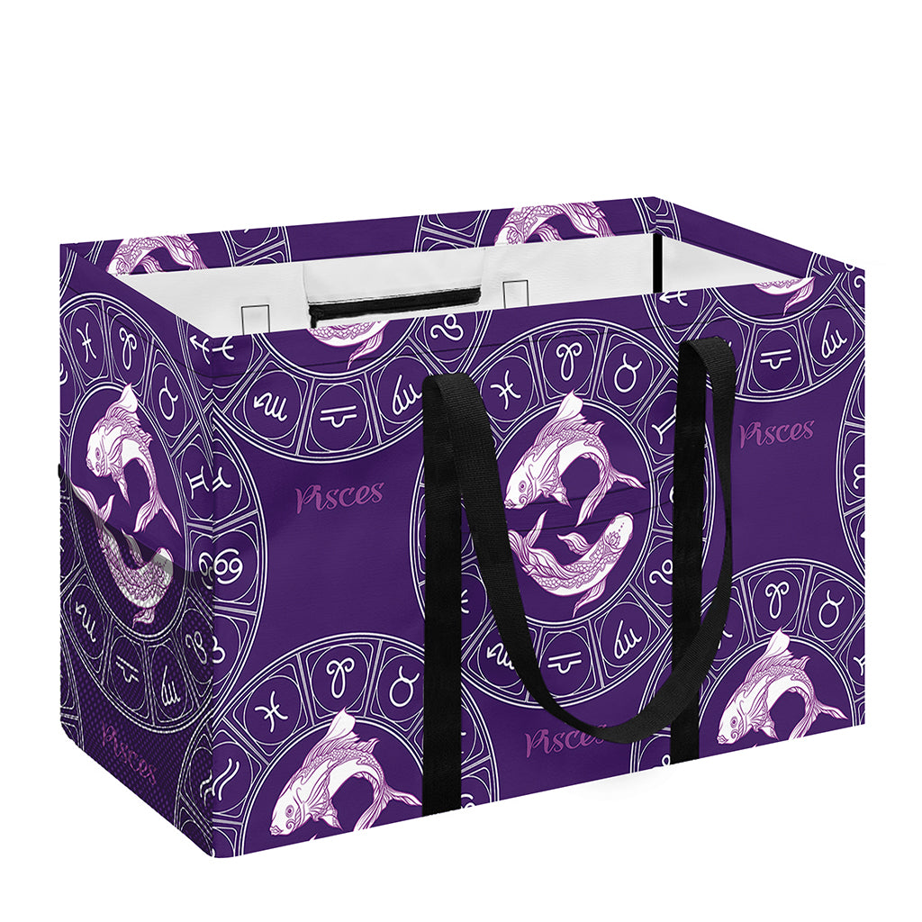 Purple Pisces Zodiac Pattern Print Utility Tote Bag