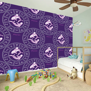 Purple Pisces Zodiac Pattern Print Wall Sticker