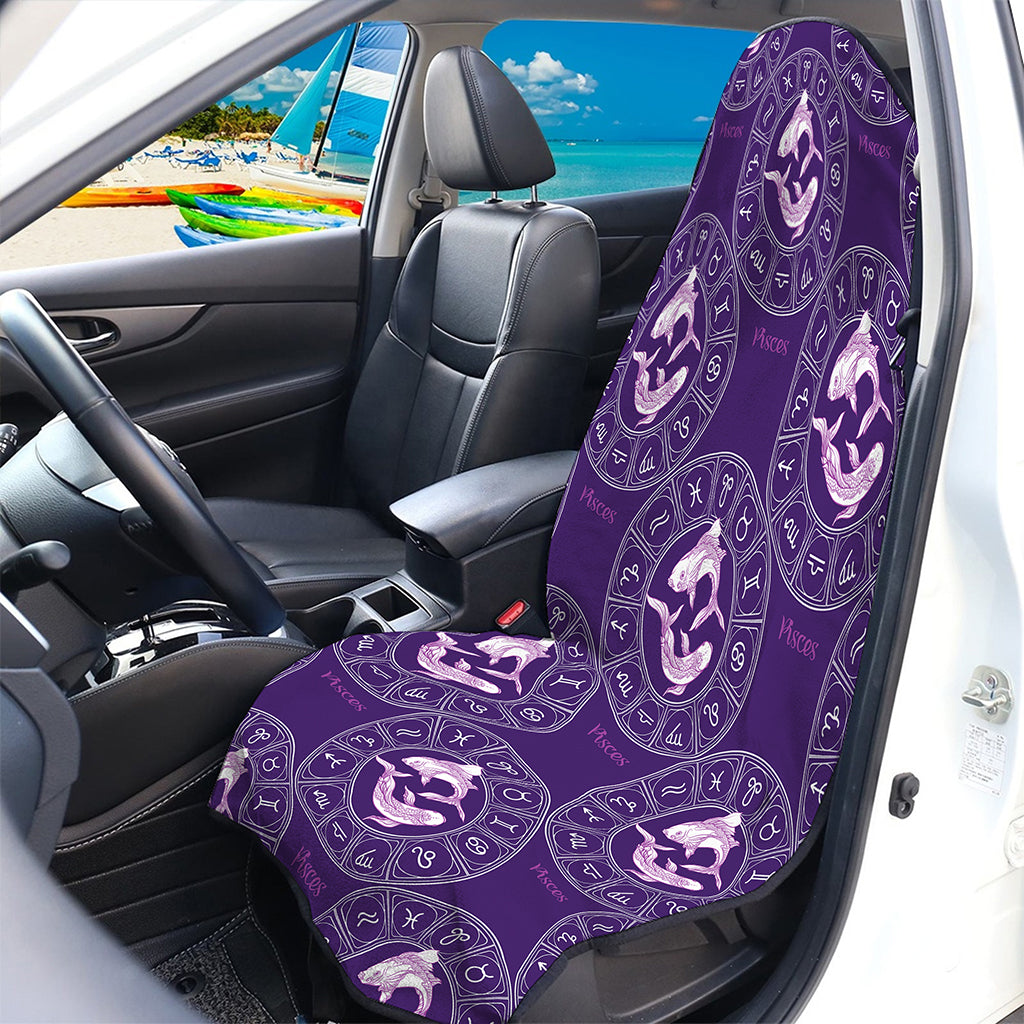 Purple Pisces Zodiac Pattern Print Waterproof Car Seat Cover