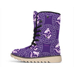 Purple Pisces Zodiac Pattern Print Winter Boots