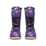Purple Pisces Zodiac Pattern Print Winter Boots
