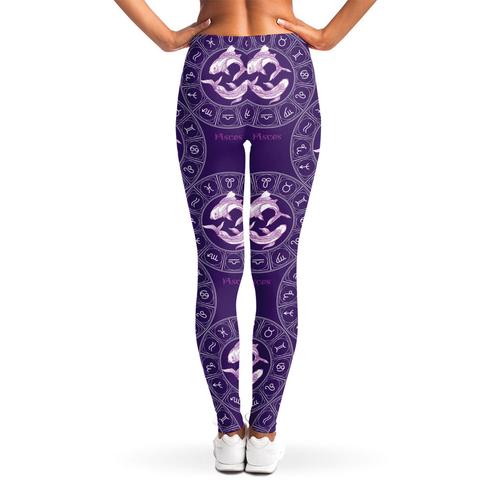 Purple Pisces Zodiac Pattern Print Women's Leggings