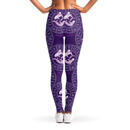 Purple Pisces Zodiac Pattern Print Women's Leggings