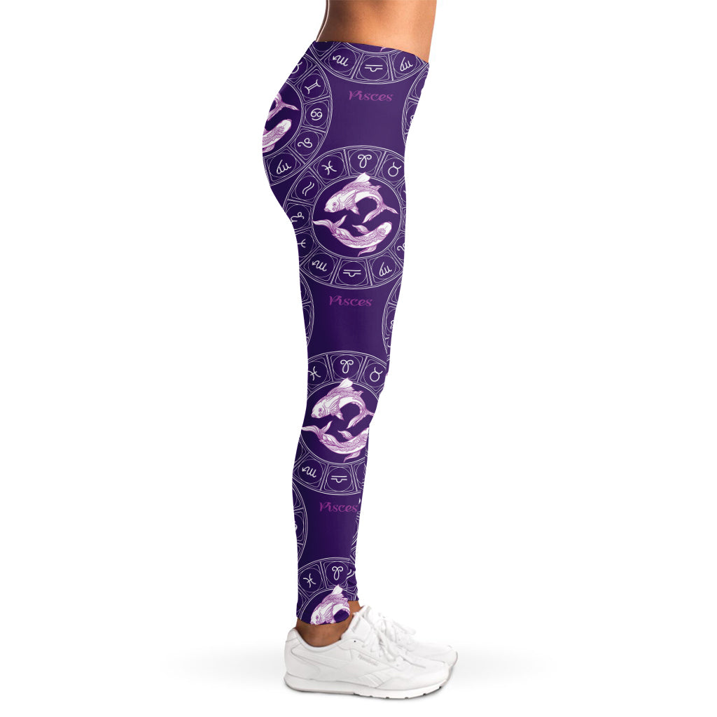 Purple Pisces Zodiac Pattern Print Women's Leggings