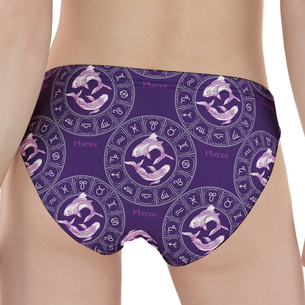 Purple Pisces Zodiac Pattern Print Women's Panties