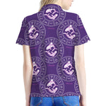 Purple Pisces Zodiac Pattern Print Women's Polo Shirt