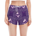 Purple Pisces Zodiac Pattern Print Women's Split Running Shorts