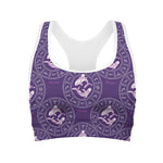 Purple Pisces Zodiac Pattern Print Women's Sports Bra