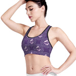 Purple Pisces Zodiac Pattern Print Women's Sports Bra