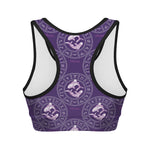 Purple Pisces Zodiac Pattern Print Women's Sports Bra