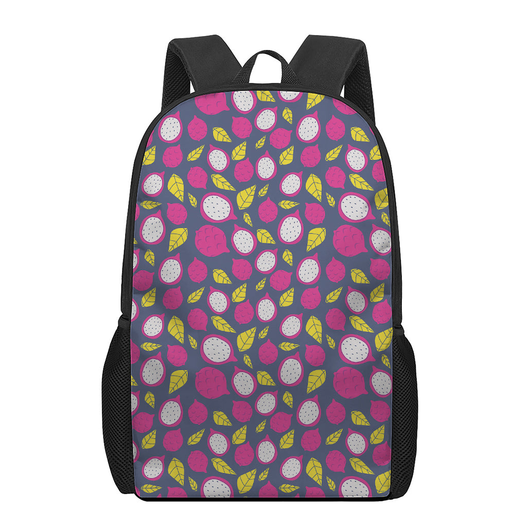 Purple Pitaya Pattern Print 17 Inch Backpack