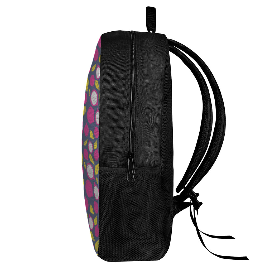 Purple Pitaya Pattern Print 17 Inch Backpack