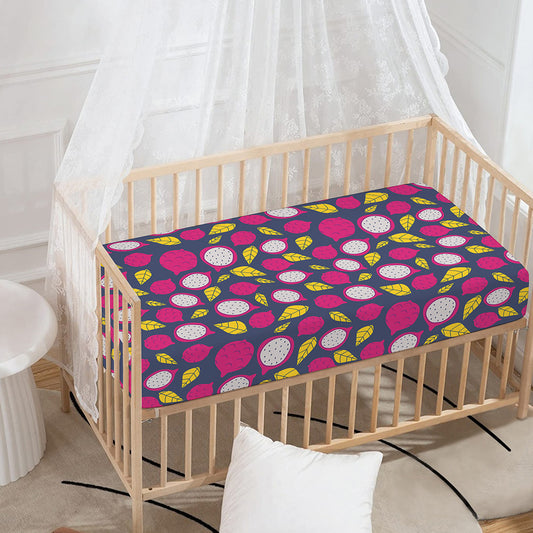 Purple Pitaya Pattern Print Baby Crib Sheet