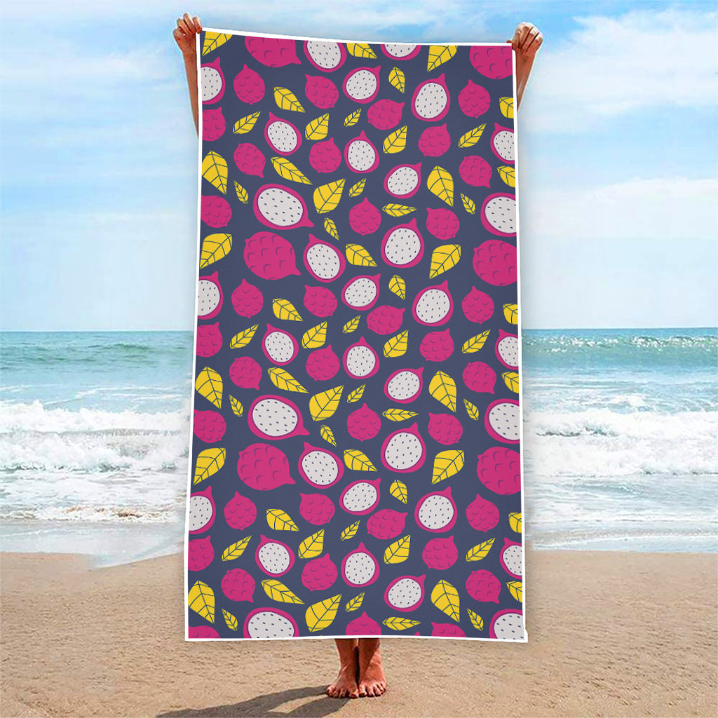 Purple Pitaya Pattern Print Beach Towel