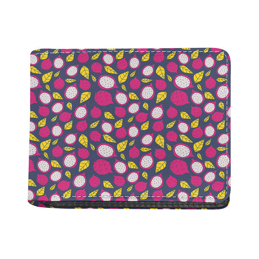 Purple Pitaya Pattern Print Bifold Wallet
