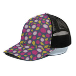Purple Pitaya Pattern Print Black Mesh Trucker Cap