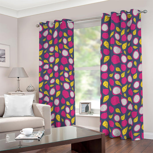 Purple Pitaya Pattern Print Blackout Grommet Curtains