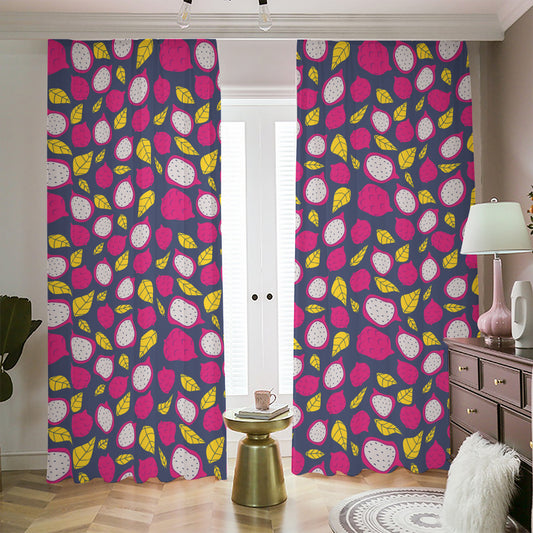 Purple Pitaya Pattern Print Blackout Pencil Pleat Curtains