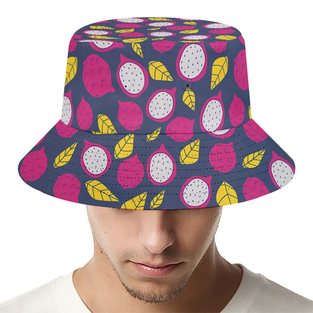 Purple Pitaya Pattern Print Bucket Hat