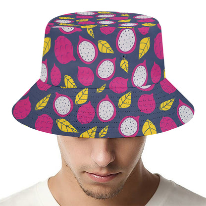 Purple Pitaya Pattern Print Bucket Hat