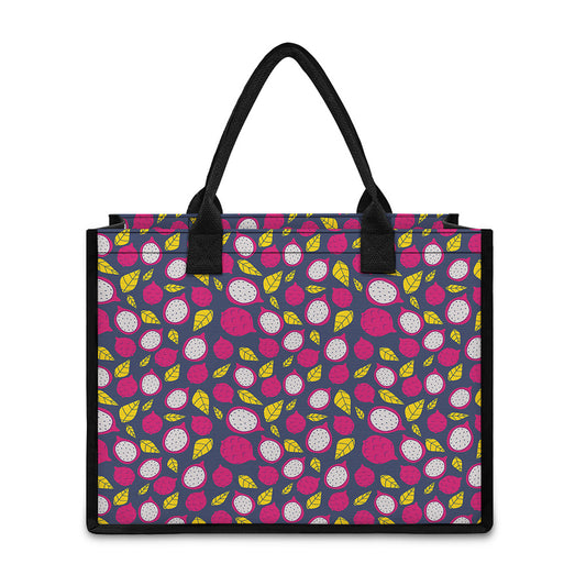 Purple Pitaya Pattern Print Canvas Tote Bag