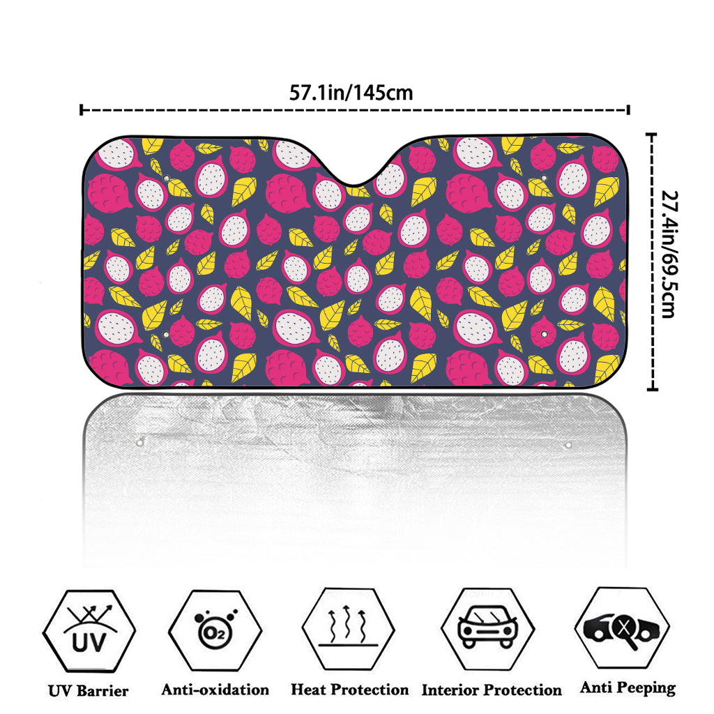 Purple Pitaya Pattern Print Car Windshield Sun Shade