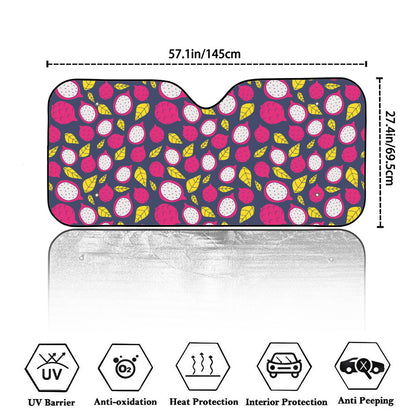 Purple Pitaya Pattern Print Car Windshield Sun Shade