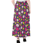 Purple Pitaya Pattern Print Chiffon Maxi Skirt