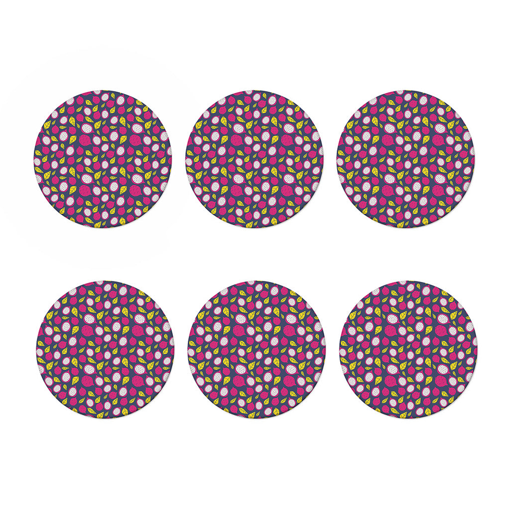 Purple Pitaya Pattern Print Coaster Set