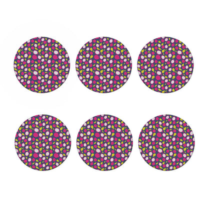 Purple Pitaya Pattern Print Coaster Set