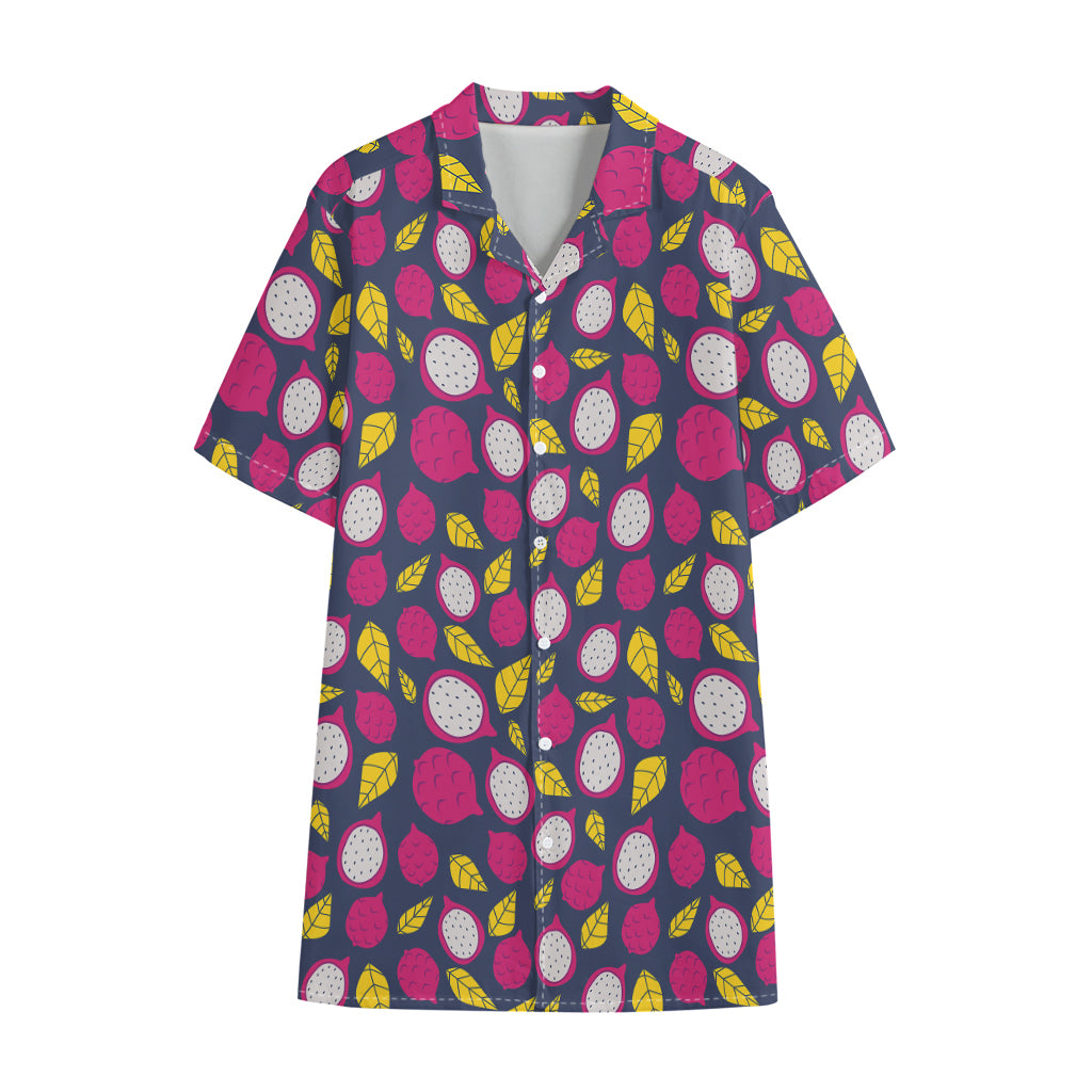Purple Pitaya Pattern Print Cotton Hawaiian Shirt
