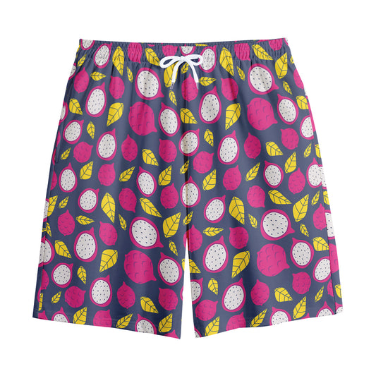Purple Pitaya Pattern Print Cotton Shorts