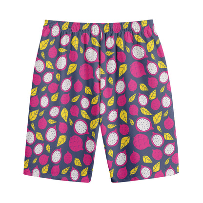 Purple Pitaya Pattern Print Cotton Shorts