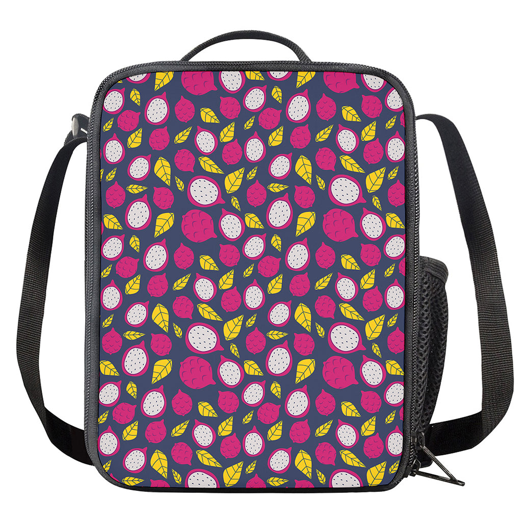 Purple Pitaya Pattern Print Crossbody Lunch Bag