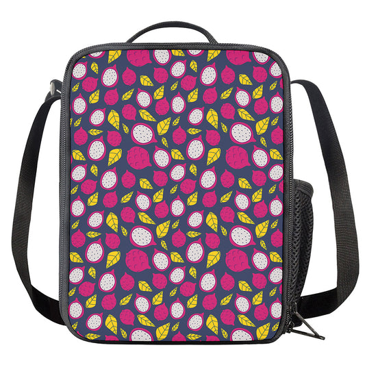 Purple Pitaya Pattern Print Crossbody Lunch Bag