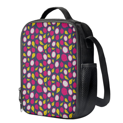Purple Pitaya Pattern Print Crossbody Lunch Bag