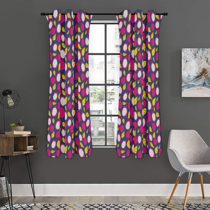 Purple Pitaya Pattern Print Curtain