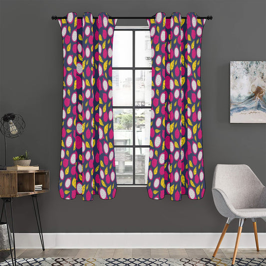 Purple Pitaya Pattern Print Curtain