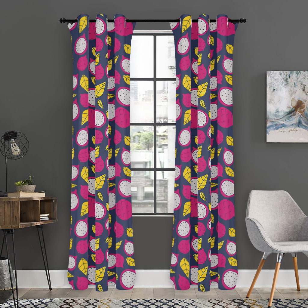 Purple Pitaya Pattern Print Curtain