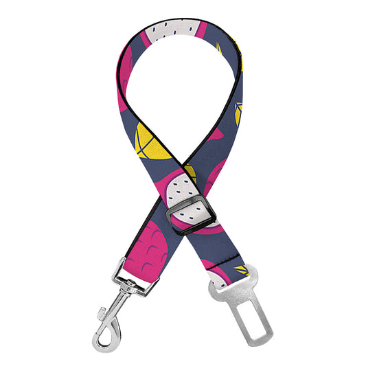 Purple Pitaya Pattern Print Dog Seat Belt