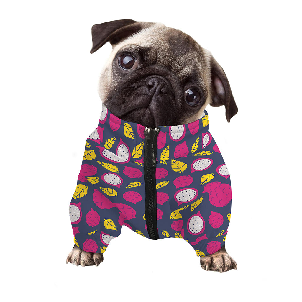 Purple Pitaya Pattern Print Dog Zip Up Jacket