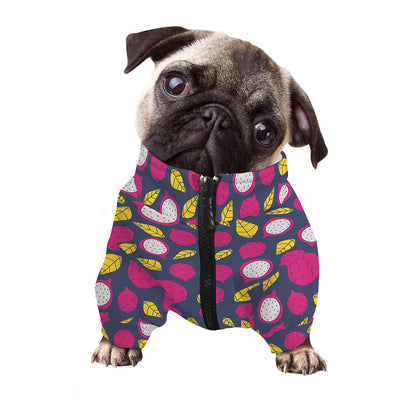 Purple Pitaya Pattern Print Dog Zip Up Jacket