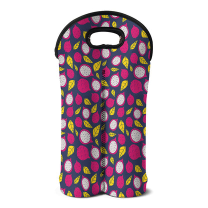 Purple Pitaya Pattern Print Double Neoprene Wine Tote