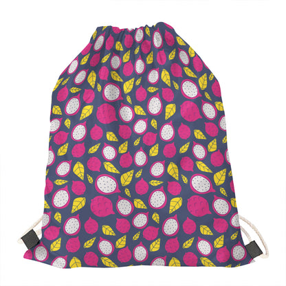 Purple Pitaya Pattern Print Drawstring Bag