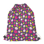 Purple Pitaya Pattern Print Drawstring Bag