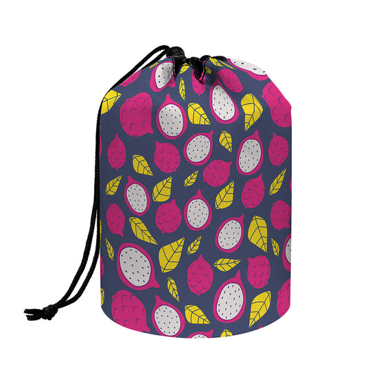 Purple Pitaya Pattern Print Drawstring Makeup Bag