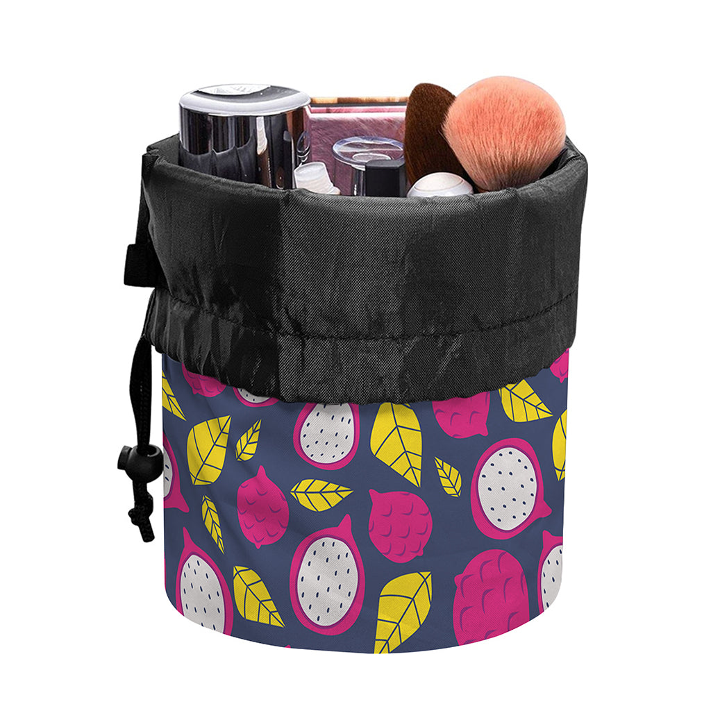 Purple Pitaya Pattern Print Drawstring Makeup Bag